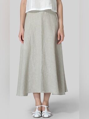 NWT Vivid Linen Long Flowing A-Line Midi Minimalist Skirt Oat Size XL